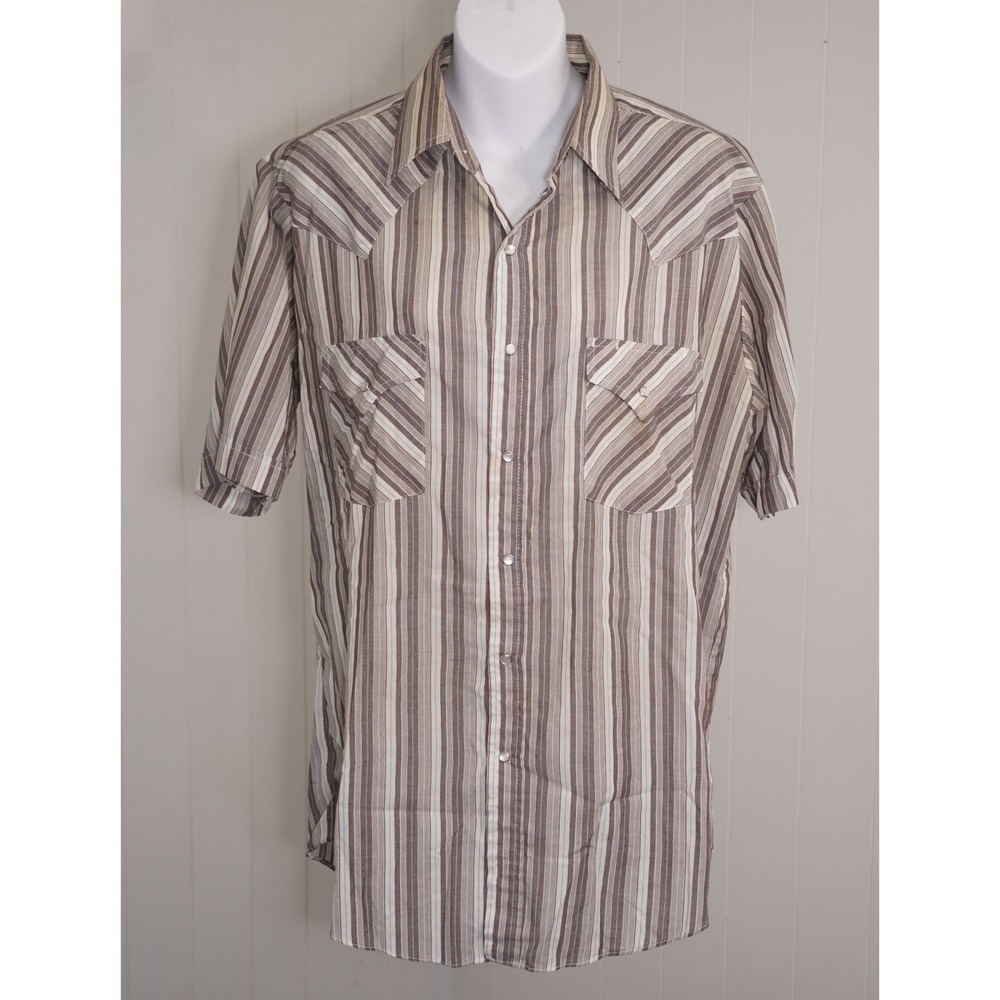 Plains Medium Striped Short Sleeve Western Pearl Snap Shirt
